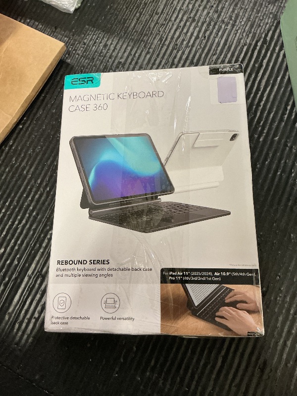 View 2 of ESR for iPad Air 11 Inch Case with Keyboard M4/M3/M2 (2026/2025/2024) & iPad Pro 11/Air 5th/4th Gen Keyboard, Easy-Set Magnetic Stand, Portrait/Raised Modes, with Removable Protective Case, Purple