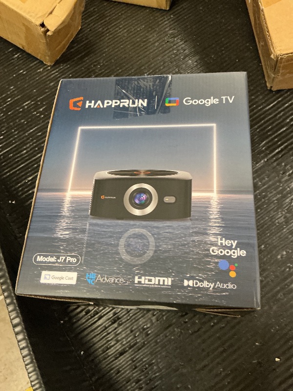 Photo 1 of 1500 ANSI Official Licensed Google TV Smart Projector, HAPPRUN 4K Full HD Home Theater with Auto Focus, Dolby Sound, Wi-Fi Bluetooth, Built-in Apps, Compatible with Phone & PC, Indoor & Outdoor Use