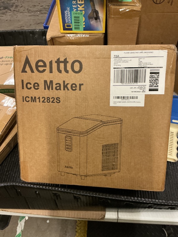 Photo 1 of Aeitto Ice Maker Countertop 26lbs/24H, Ice Machine 8 Ice Cubes Ready in 6 Mins, 2 Sizes of Bullet Ice Portable Ice Makers with Basket & Scoop, Auto Self-Cleaning for Home/Kitchen/Office Stainless