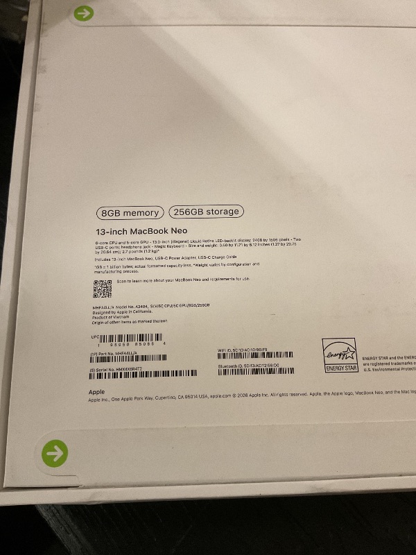 Photo 1 of Apple 2026 MacBook Neo 13-inch Laptop with A18 Pro chip: Built for AI and Apple Intelligence, Liquid Retina Display, 8GB Unified Memory, 256GB SSD Storage, 1080p FaceTime HD Camera; Silver