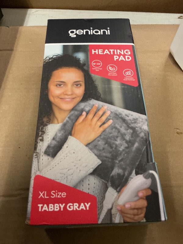 Photo 1 of GENIANI Electric Heating Pad for Back Pain & Cramps Relief, Electric Throw, Self Care Gifts for Women, Heating Pad for Neck & Shoulder, Machine Washable Microplush, Auto Shut Off (12"x24", Tabby Gray)