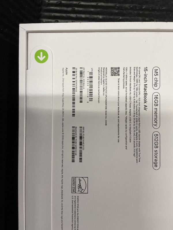 Photo 1 of FACTORY SEALED— Apple 2026 MacBook Air 15-inch Laptop with M5 chip: Built for AI, 15.3-inch Liquid Retina Display, 16GB Unified Memory, 512GB SSD, 12MP Center Stage Camera, Touch ID, Wi-Fi 7; Silver