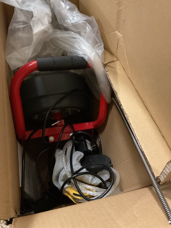 Photo 1 of Drain Cleaner Machine 50Ft x 5/16 Inch, Electric Drain Auger Professional, Foot Switch with 6 Cutters, Glove, Drain Auger Cleaner Sewer Snake for 3/4 to 3 Inch Pipes
