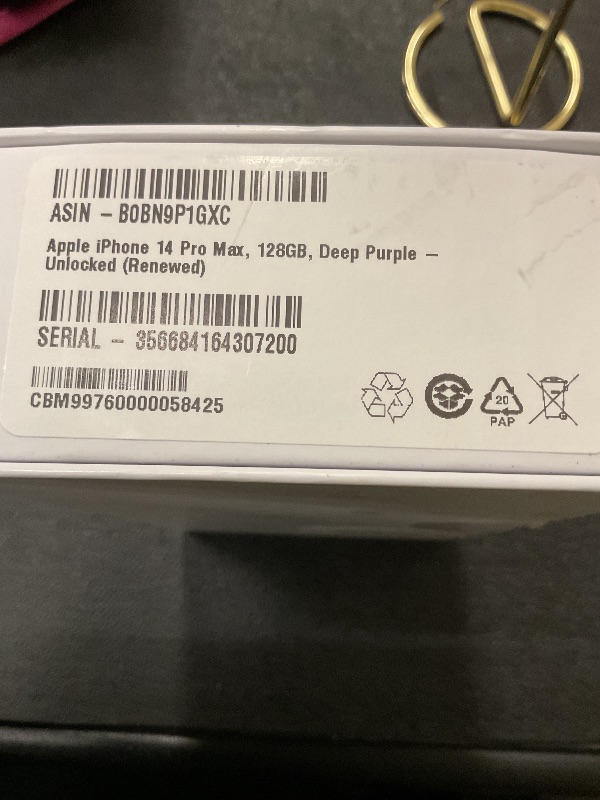 Photo 1 of Apple iPhone 14 Pro Max, 128GB, Deep Purple - Unlocked (Renewed)