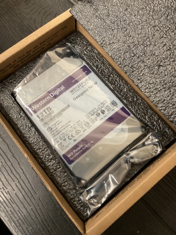 Photo 1 of Western Digital 12TB WD Purple Surveillance Internal Hard Drive HDD - SATA 6 Gb/s, 256 MB Cache, 3.5" - WD121PURZ