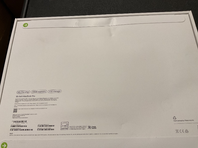 Photo 1 of Apple 2026 MacBook Pro Laptop with Apple M5 Pro chip with 18-core CPU and 20-core GPU: Built for AI, 16.2-inch Liquid Retina XDR Display, 24GB Unified Memory, 1TB SSD, Wi-Fi 7; Silver SEALED