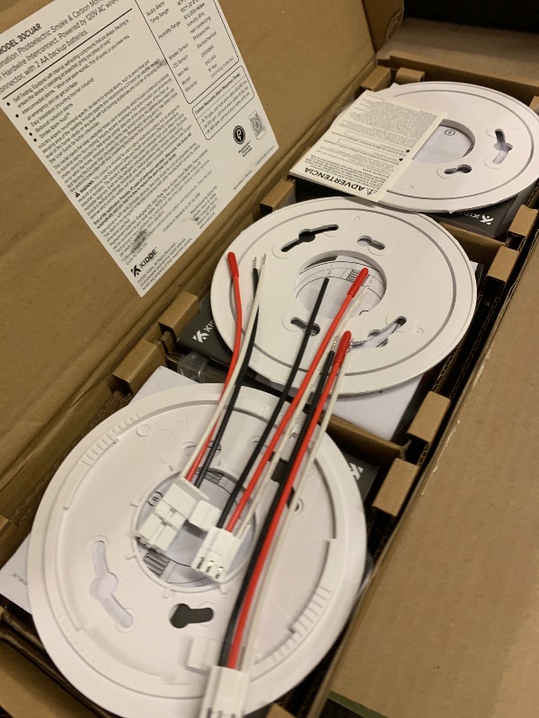 Photo 1 of Kidde  And Carbon Monoxide Detector, Hardwired with AA Battery Backup, LED Status Lights, Interconnected, 85 dB Alarm, 5 inches, 30CUAR, 3 Pack