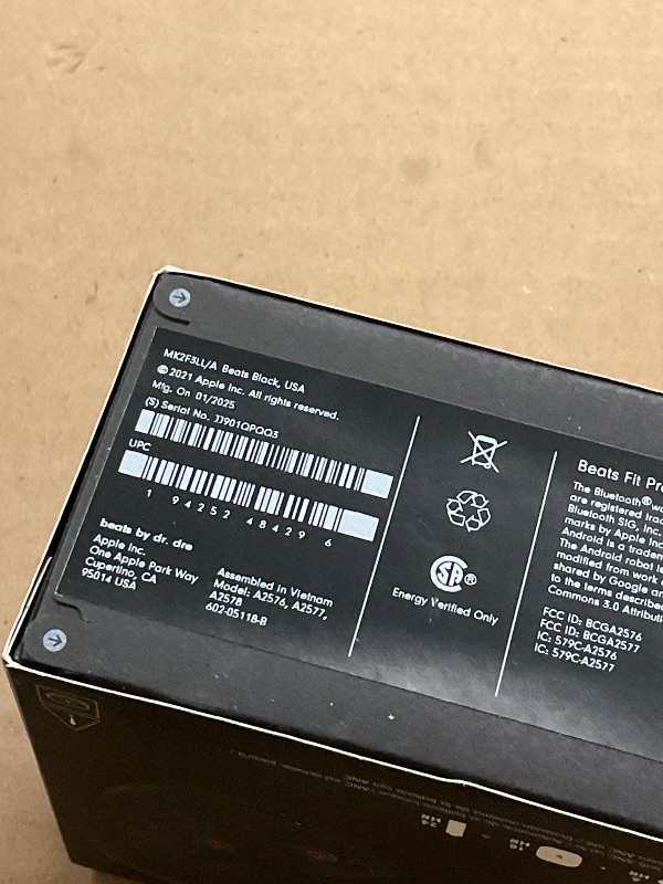 Photo 1 of FACTORY SEALED— Beats Fit Pro (1st Gen) - True Wireless Noise Cancelling Earbuds - Active Noise Cancelling - Sweat Resistant Earphones, Compatible with Apple & Android, Class 1 Bluetooth®- Beats Black