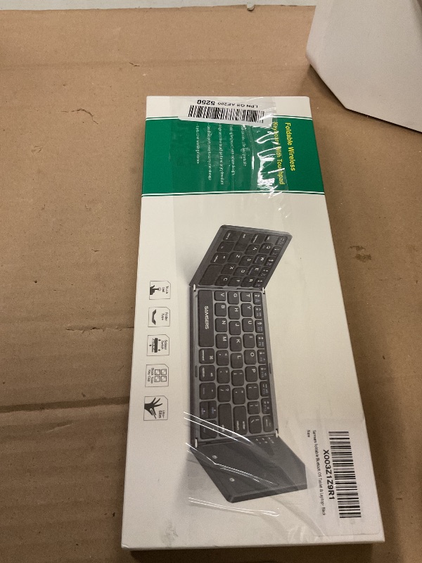 Photo 1 of Samsers Foldable Bluetooth Keyboard with Touchpad - Portable Wireless Keyboard with Holder, Rechargeable Full Size Ultra Slim Pocket Folding Keyboards for Android Windows iOS Tablet & Laptop - Black