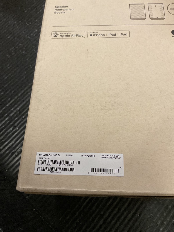 Photo 1 of FACTORY SEALED—  Sonos Era 100 SL - Compact, Microphone-Free Speaker with WiFi, Bluetooth - Black