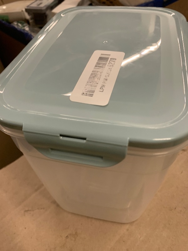 Photo 1 of Patelai 6 Pcs Dog and Cat Food Storage Containers with Scoops Set Plastic Pet Food Storage Containers Stackable Airtight Dry for Kitchen 1.27 Qt, 2.4 Qt, 4 Qt(Blue)