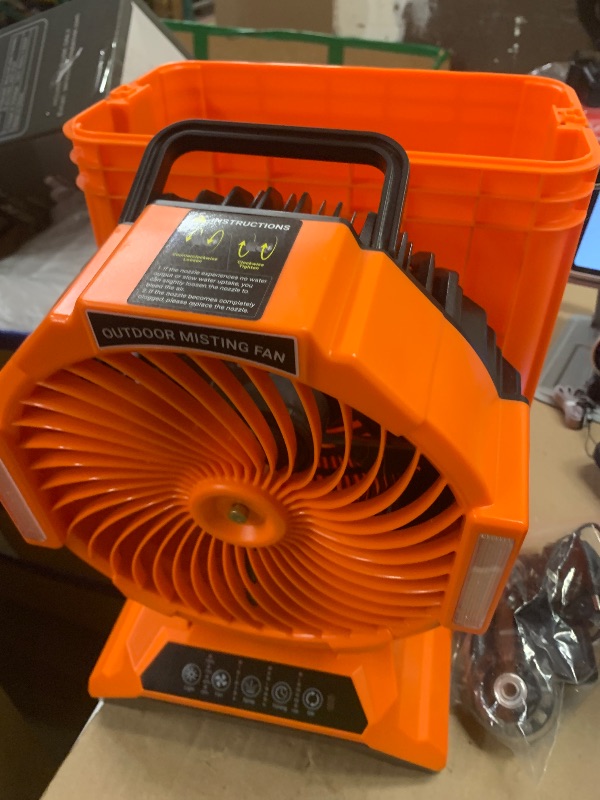 Photo 1 of 15L Bucket Portable Misting Fan, 30000mAh Rechargeable Battery Powered Oscillating Cooling Fan, 4 Strong Winds, Brushless Motor Outdoor Fans for Fishing, Travel, Garden, Golf, Tent