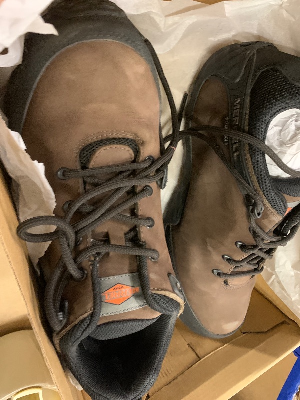 Photo 1 of Merrell Men's Chameleon Flux Leather Waterproof Carbon Fiber Industrial Shoe, Brown, 10