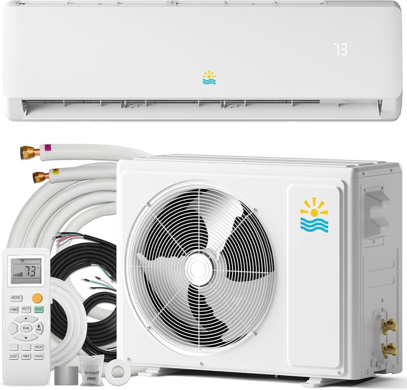 Photo 1 of ***BOX ONE OF TWO***Rellytech Mini Split AC/Heating System - 19 SEER2 9000 BTU Mini Split AC Unit Inverter Heating and Cooling, 115v Energy Efficient Ductless Air Conditioner Up to 550sq.ft, 24H Timer, Installation Kit | Ductless inverter, energy efficien