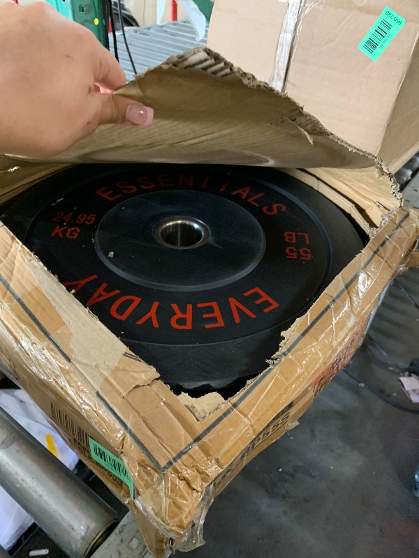 View 2 of ** NOT A PAIR ONLY ONE WEIGHT***
BalanceFrom Color Coded Black Olympic Bumper Plate Weight Plate with Steel Hub, 55LB Pair