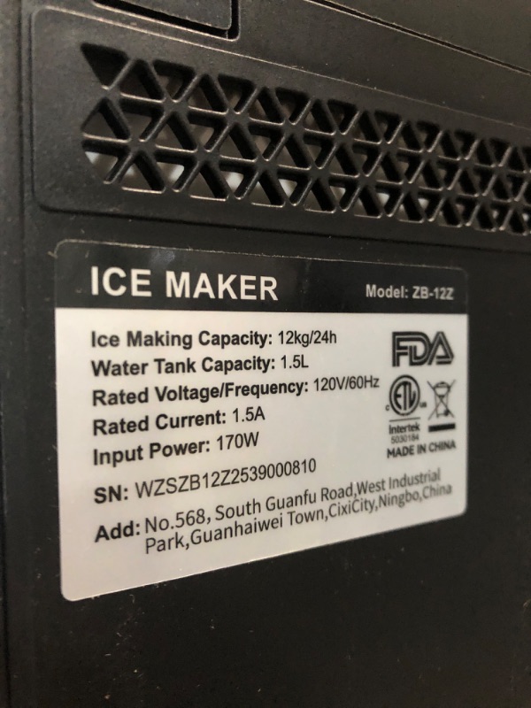 Photo 1 of **FOR PARTS, NONFUNCTIONAL**Countertop Ice Makers Machine, Portable Ice Machine Producing 9 Ice Cubes Within 6 Mins, Bullet Ice Available in Two Sizes(S/L), Compact Mini Ice Maker Appliance for Home Kitchen Camping (Comet)