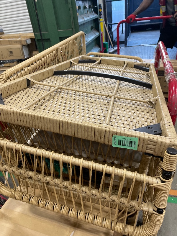 Photo 1 of *STOCK PHOTO FOR REFERENCE ONLY*TRUCK/TRAILER PICKUP ONLY*HAPPYGRILL Outdoor Wicker Daybed, Rattan Patio Couch Sofa Bed with Armrests, Cushions & Pillows, Boho 2-Seater Lounge for Porch, Backyard, Garden, Poolside (1) ** FOR PARTS ONLY **