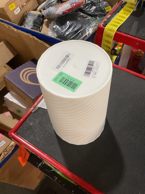 Photo 1 of *** CHECK COMMENTS*** UUJOLY Plastic Small Trash Can Wastebasket, Garbage Container Basket for Bathrooms, Laundry Room, Kitchens, Offices, Kids Rooms, Dorms, (White, 1.8 Gallon)