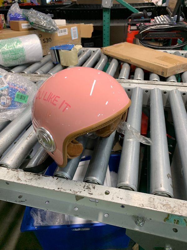 Photo 1 of ***missing visor***?DOT Approved Kids 3/4 Open Face Motorcycle Helmet, Retro Vintage Lightweight Helmets, for Boys & Girls 3-15 Years Old Electric Scooter Helmet Fits Dirt Bike Moped ATV Go Kart 4 Wheeler(Pink)