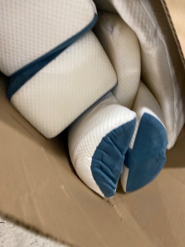 Photo 1 of Paxato 9PCS Wedge Pillow Set for After Surgery Recovery, Adjustable Memory Foam Neck Pillow, Foam Leg Pillow, Relieves Neck, Leg Pain, Sleep Apnea, and Functions as a Reading Pillow Blue