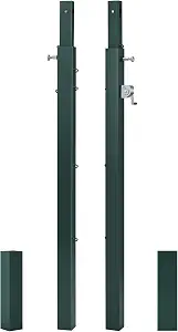 Photo 1 of 8 ft Adjustable Volleyball Poles Only, Indoor Outdoor Badminton Volleyball Post Semi Permanent Iron Square Sport Post 6 Height Settings for Badminton Net Replacement, Ground Sleeves Included