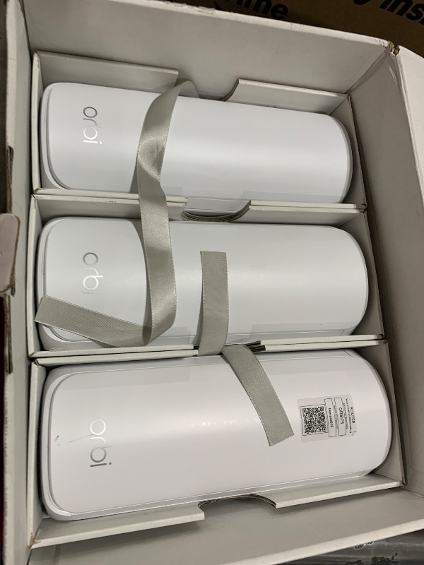 Photo 1 of NETGEAR Orbi 770 Series Tri-Band WiFi 7 Mesh Network System (RBE773) - Router + 2 Satellite Extenders, Security Features, Up to 11Gbps, Covers up to 8,000 sq. ft., 100 Devices, 2.5 Gig Internet Port