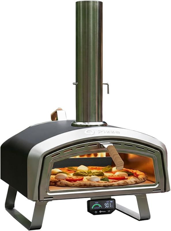 Photo 1 of 16” Wood-Fired Pizza Oven for Cooking Bigger Size Pizzas & More Food– Outdoor Portable Pizza Stove with Thermometer, Glass Door & Folding Legs, for Patio Backyard Camping Tailgating, PS109
