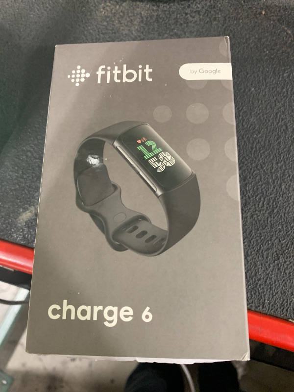 Photo 1 of Fitbit Charge 6 Fitness Tracker with Google Apps - Heart Rate on Exercise Equipment - 3-Month Google Health Premium Membership Included - Health Tools - Obsidian/Black - Small&Large Bands Included