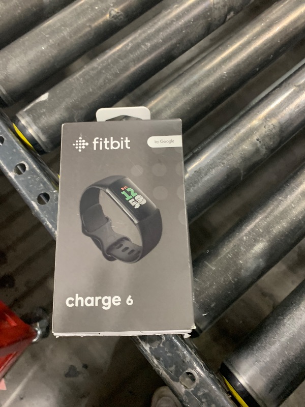 Photo 1 of Fitbit Charge 6 Fitness Tracker with Google Apps - Heart Rate on Exercise Equipment - 3-Month Google Health Premium Membership Included - Health Tools - Obsidian/Black - Small&Large Bands Included