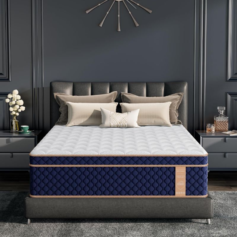 Photo 1 of Firm 18 Inch King Mattress, Hybrid Mattresses in a Box with Gel Memory Foam, Pressure Relief, CertiPUR-US Certified, Support Isolation, Fiberglass-Free