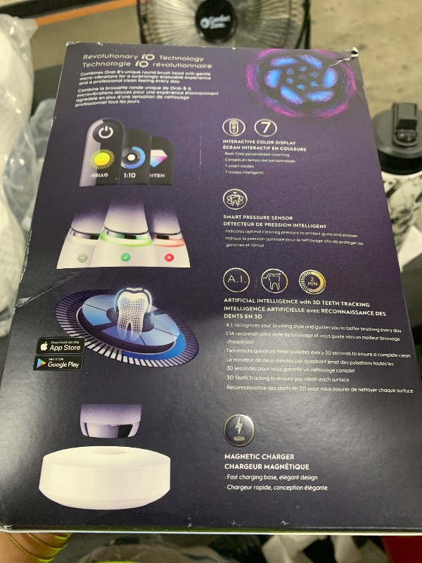 Photo 1 of Oral-B Rechargeable Electric Toothbrush, iO9 Genius, 7 Cleaning Modes, Interactive Display, Charging Travel Case, Visible Pressure Sensor, 4 Brush Heads, White Alabaster