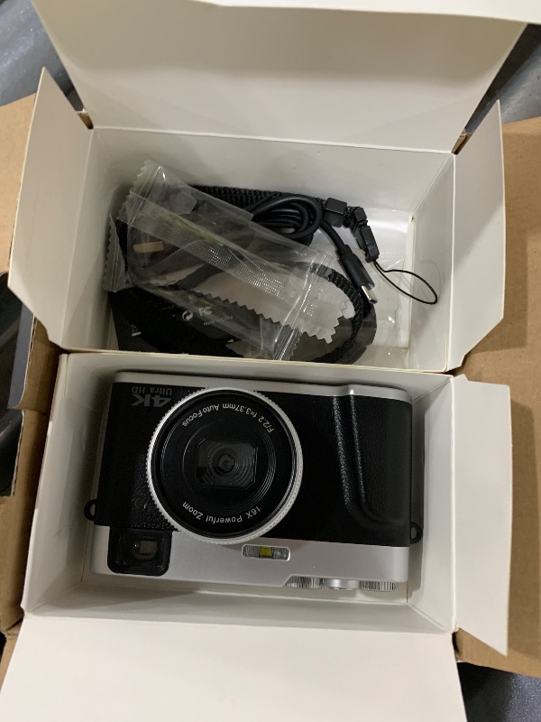 Photo 1 of Asixxsix 4K 48MP Digital Camera, 2. Screen 16X Optical Zoom Anti Shake Retro Vlogging Camera with Flash Viewfinder Dial Compact Point and Shoot Cameras for Teens