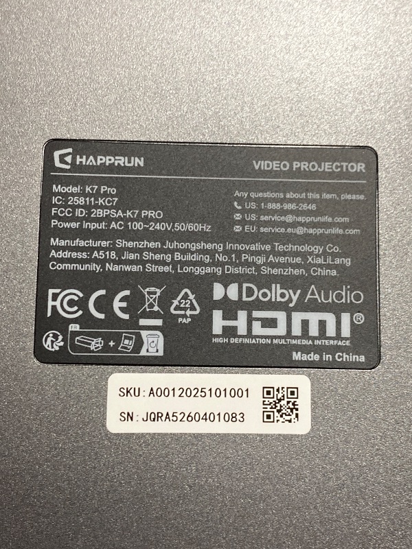 Photo 1 of HAPPRUN 3000 ANSI Lumens Outdoor Projector with Official Google TV, 4K Supported Smart Movie Projector, Dolby Audio, Auto Focus & Keystone, WiFi 6 and Bluetooth for Indoor & Outdoor Movies,Black