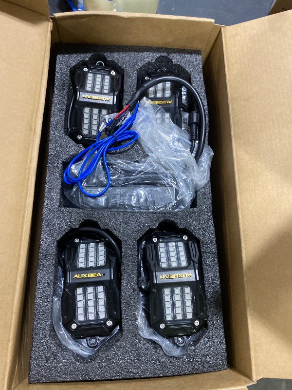 Photo 1 of Auxbeam 8-Pod RGB LED Rock Lights w/Brake Mode 217°Dual-Side Lighting Underglow Kit w/Bluetooth APP & Remote Control Music Voice Sync Waterproof Wheel Well Lights for Trucks Offroad RV 2 Year Warranty