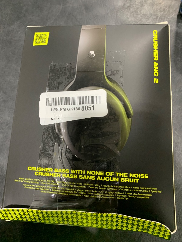 Photo 1 of Skullcandy Crusher ANC 2 Wireless Over-Ear Bluetooth Headphones with Multi-Sensory Bass, Active Noise Cancelling, Up to 60 Hours Battery, Microphone for iPhone Android - True Black