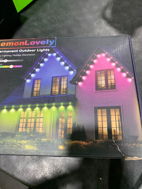 Photo 1 of lemonlovely Permanent Outdoor Lights Pro, 200ft with 100 LED Smart IC+RGBCW Christmas Halloween Eaves Lights for House Daily and Holiday Decor, IP67 Waterproof, with APP & Remote Control