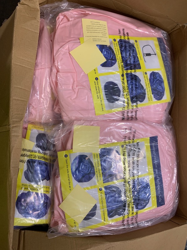 Photo 1 of Realspring Inflatable Bean Bag Chairs Outdoor Blow up Camping Chairs Inflatable Lazy Sofa Folding Portable Bean Bag Loungers Couch for Movie Night(Light Pink,6 Pcs)