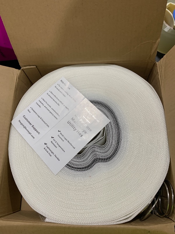Photo 1 of Pool Backwash Hose, 2" × 200 FT Heavy Duty Discharge Hose with 2 Clamps, Fire Hose Anti-Kink Reinforced Polyester & PU Lining, Weather Resistant Sump Pump Hose for Pool, Construction,Irrigation