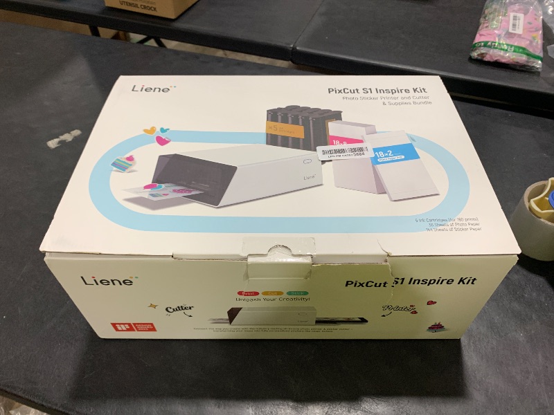 Photo 1 of Liene PixCut S1 Inspire Kit - All-in-One Color Sticker Printer & Cutting Machine, Thermal Dye-Sublimation Photo Printer, 300 DPI, Color Label Maker with 180 Sheets (36 Photo + 144 Sticker Paper)