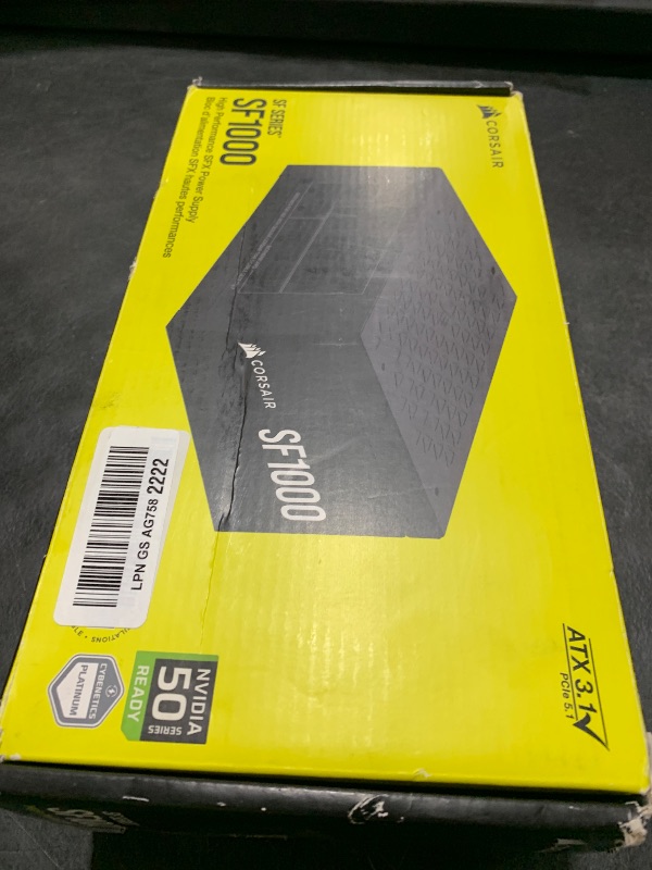 Photo 1 of CORSAIR SF1000 (2024) Fully Modular SFX Low Noise 80 Plus Platinum Power Supply – ATX 3.1 Compliant, PCIe 5.1 Ready, Small Form Factor, Bracket Included – Black