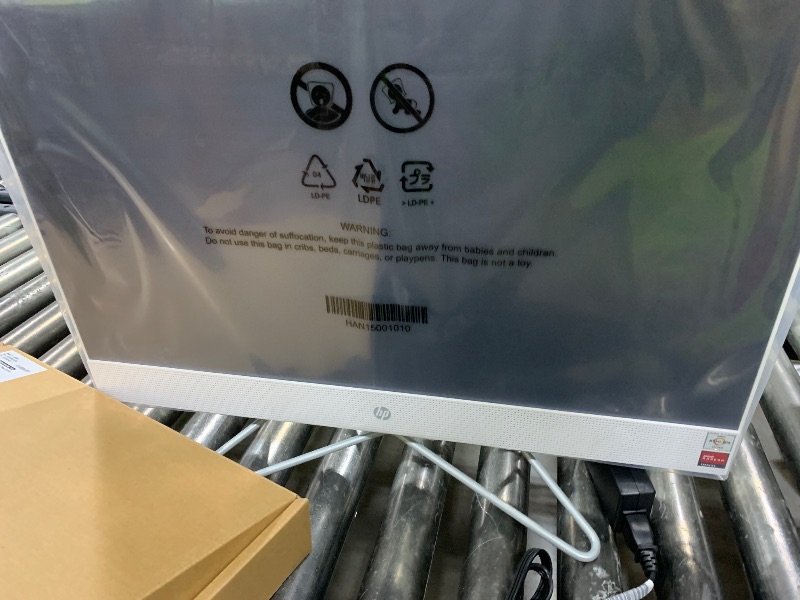 Photo 1 of HP 24-inch All-in-One Touchscreen Desktop Computer, AMD Athlon Silver 3050U Processor, 4 GB RAM, 256 GB SSD, Windows 10 Home (24-df0030, White), Snow White