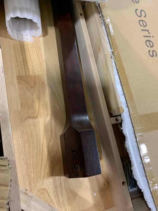Photo 1 of ENPKLUTE 63 Inch Long Solid Wood Desk with Drawers - Mid Century Modern Office Desks, Executive Computer Desk for Two People, 2 Person Desk|Gaming Writing Study Table for 2 Monitors-Dark Walnut
