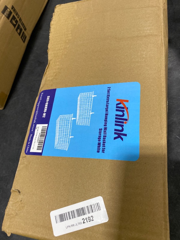 Photo 1 of Kinlink 2 Sets White Extra Large Hanging Wall Basket with Steel Hooks