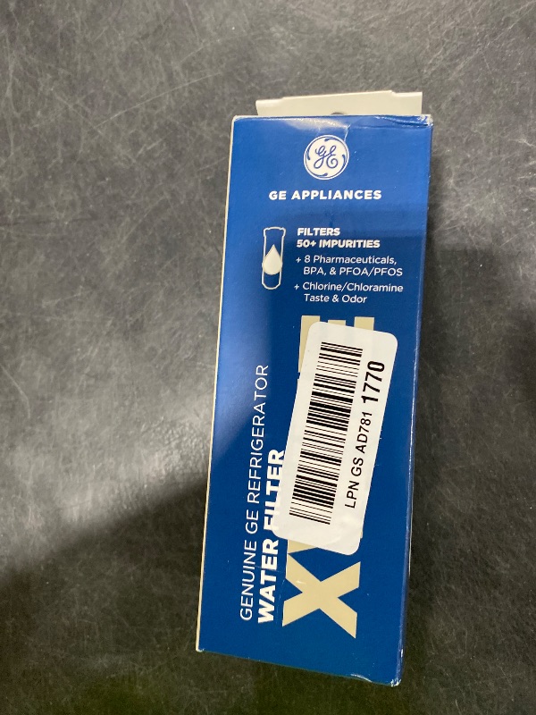 Photo 1 of GE XWFE Refrigerator Water Filter, Genuine Replacement Filter, Certified to Reduce Lead, Sulfur, and 50+ Other Impurities, Replace Every 6 Months for Best Results, Pack of 1