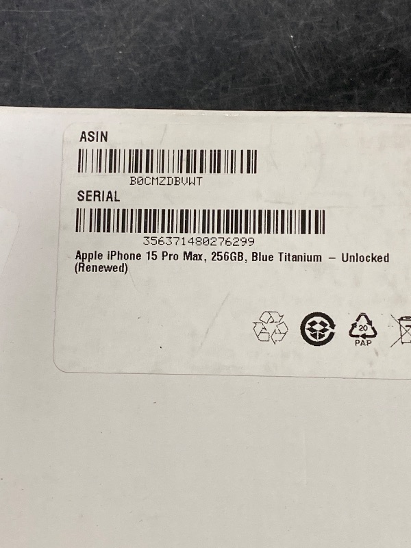 Photo 1 of Apple iPhone 15 Pro Max, 256GB, Blue Titanium - Unlocked (Renewed)