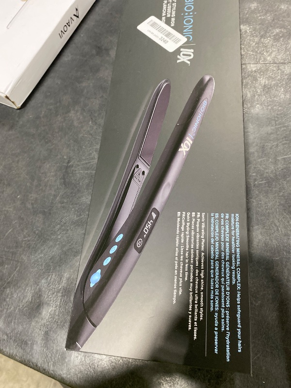 Photo 1 of Bio Ionic 10X Styling Iron, Hair Straightener with 1" Sonic Vibrating Plates, Flat Iron with Ion Generating Mineral Complex, Versatile Styler for Wavy & Straight Hairstyles, Black