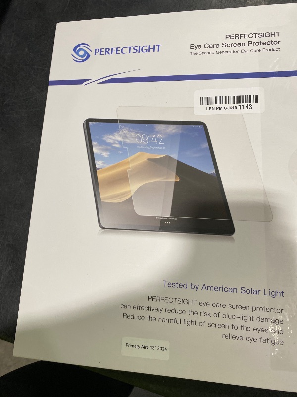 Photo 1 of PERFECTSIGHT Anti Glare Blue Light Screen Protector Compatible with iPad Air 13 Inch M3/M2 (7th/6th Generation, 2025/2024), Matte Low Reflection Eye Protection Blue Light Filter Tempered Glass, 1 Pack