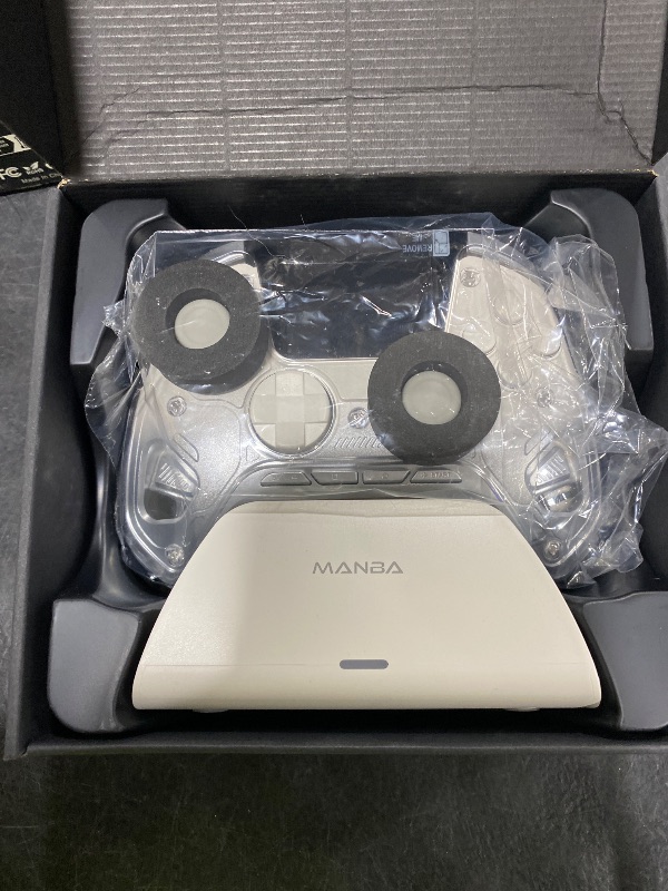 Photo 1 of ManbaOne Interactive Screen Wireless Gaming Controller for PC/Switch/Switch 2/iOS/Android,Hall Effect Stick & Trigger,RGB Lighting,Remappable Buttons,1800mAh with Charging Dock (White)