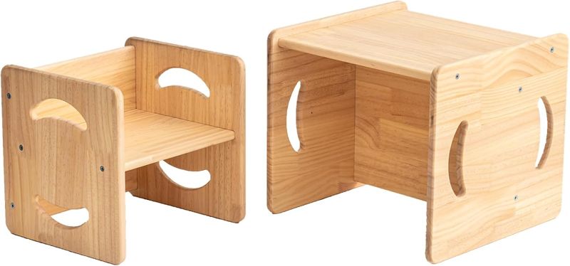 Photo 1 of Wooden Table and Chair Set Small Table and Chair Kids Montessori Furniture for Reading Eating Living Room Kids Wood Table and Chair Set Easy to Move Easy to Assemble