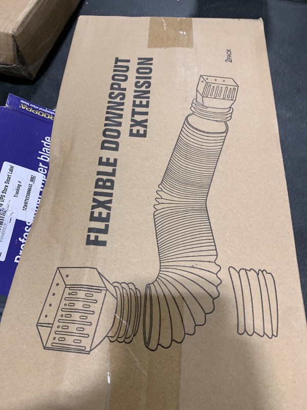 Photo 1 of 2 Pack Rain Gutter Downspout Extensions, Upgraded Flexible Drain Down Spout Extender for Rain Water Drainage, Each Extendable from 20" to 66", Combine to 10 ft with Connector(White)